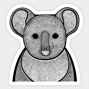 Koala Ink Art - cool detailed animal design - on white Sticker